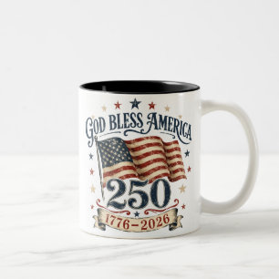 De Café Em Dois Tons Caneca do 250º Aniversário Deus Abençoou a América