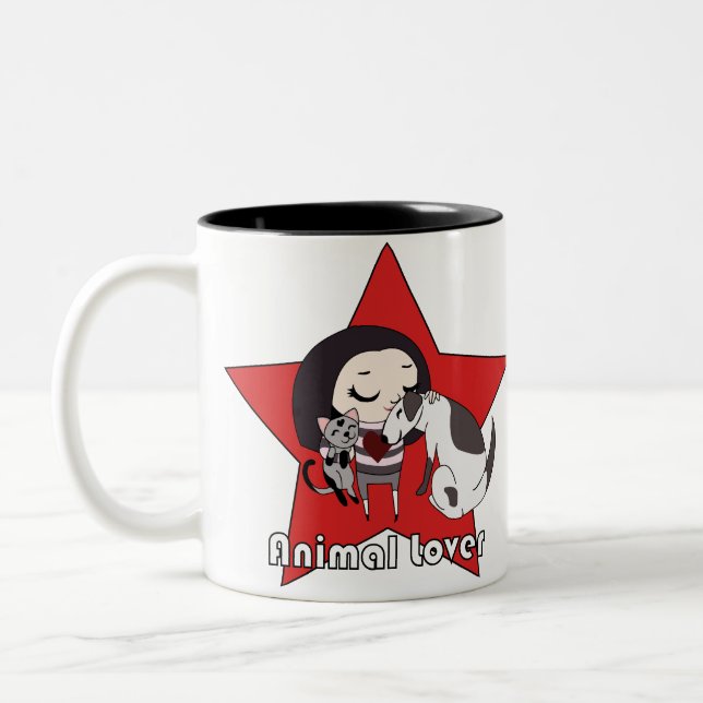 De Café Em Dois Tons Caneca do amante dos animais (Esquerda)
