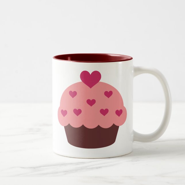 De Café Em Dois Tons Caneca do amor do cupcake (Direita)