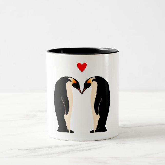 De Café Em Dois Tons Caneca do amor do pinguim (Centro)