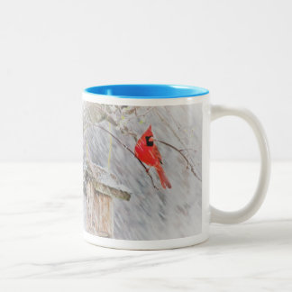 De Café Em Dois Tons Caneca do cardeal do inverno