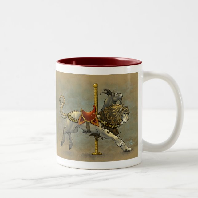 De Café Em Dois Tons Caneca do carrossel da quimera (Direita)
