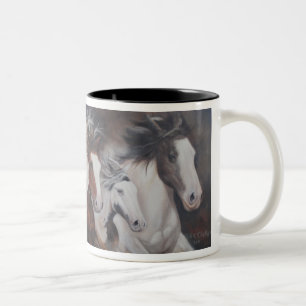 De Café Em Dois Tons Caneca do cavalo do funcionamento do cigano