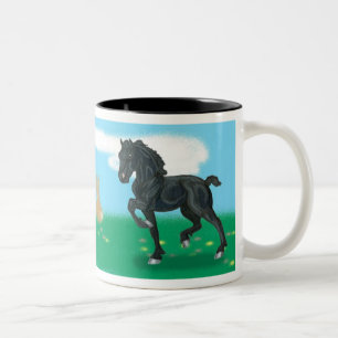 De Café Em Dois Tons Caneca do coelho do potro do cavalo do frisão
