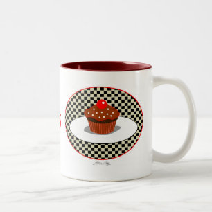 De Café Em Dois Tons Caneca do comensal do cupcake do chocolate