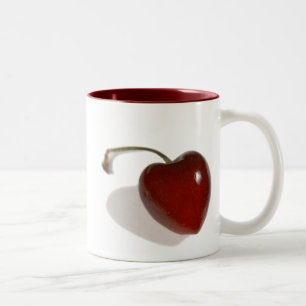 De Café Em Dois Tons Caneca do coração da cereja