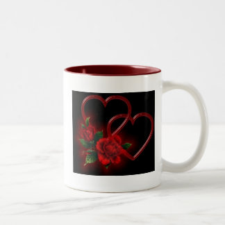 De Café Em Dois Tons Caneca do coração e dos rosas