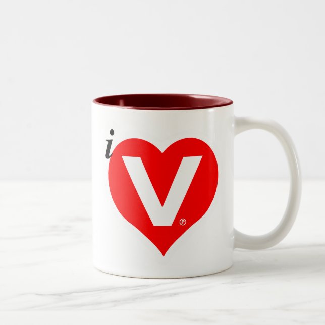 De Café Em Dois Tons Caneca do coração i<3V (Direita)