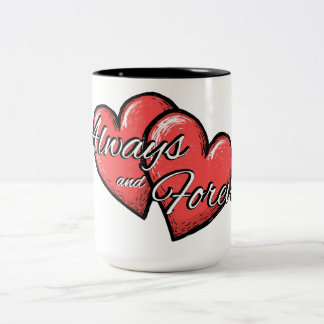 De Café Em Dois Tons Caneca do Coração "Sempre e Para Sempre"