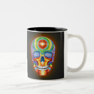 De Café Em Dois Tons Caneca do crânio do arco-íris