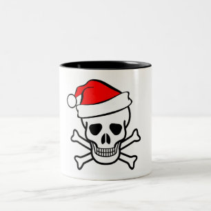De Café Em Dois Tons caneca do crânio do papai noel