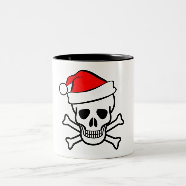 De Café Em Dois Tons caneca do crânio do papai noel (Centro)