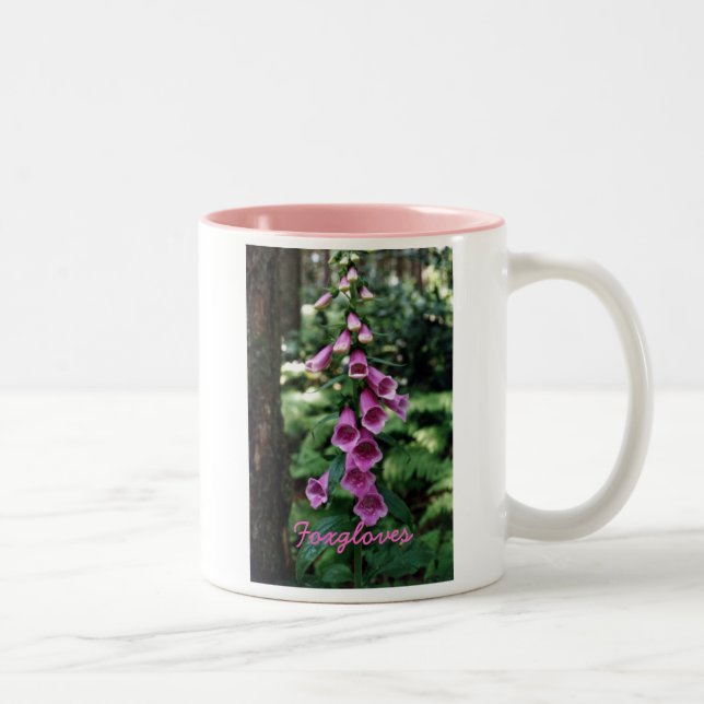 De Café Em Dois Tons Caneca do Dois-Tom com design do Foxglove (Direita)