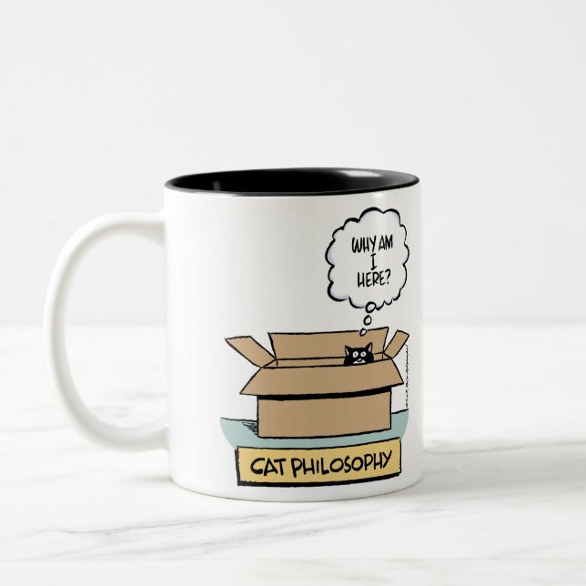 De Café Em Dois Tons Caneca do Dois-Tom da filosofia do gato (Esquerda)