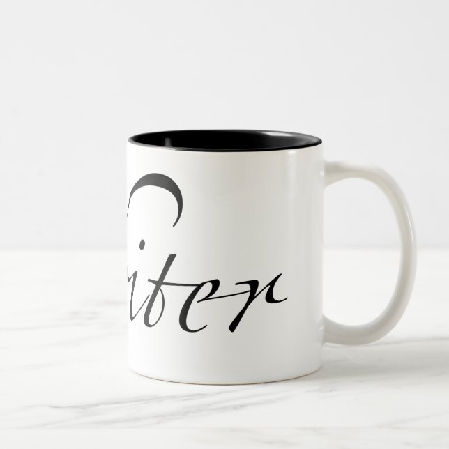 De Café Em Dois Tons Caneca do Dois-Tom do escritor (rotulação preta) (Direita)