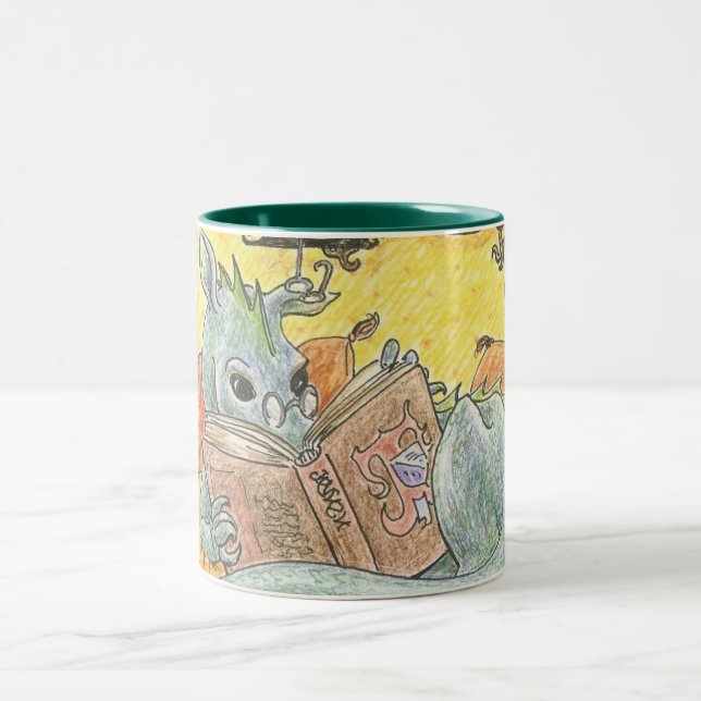 De Café Em Dois Tons Caneca do Dois-tom do leitor do dragão (Centro)