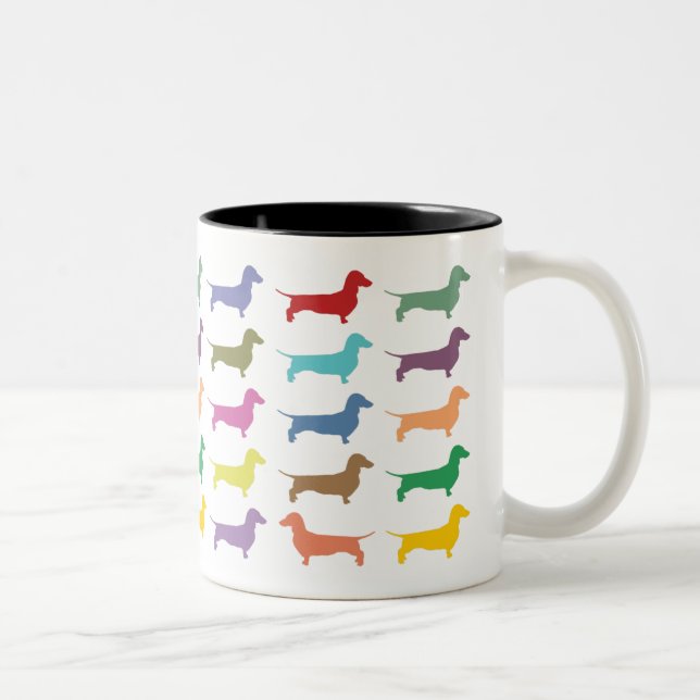 De Café Em Dois Tons Caneca do Dois-Tom dos confetes do Dachshund (Direita)