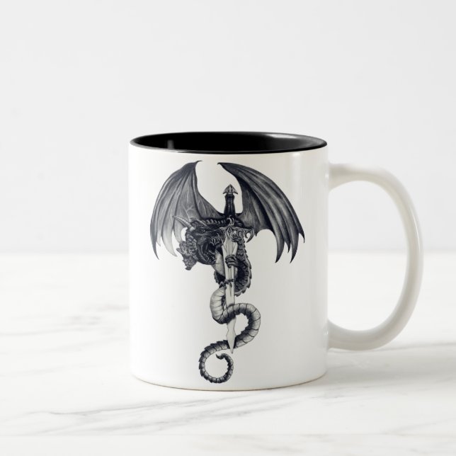 De Café Em Dois Tons Caneca do dragão & da espada (Direita)