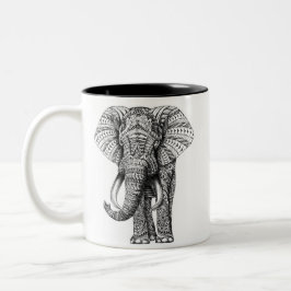 De Café Em Dois Tons Caneca do elefante da mandala