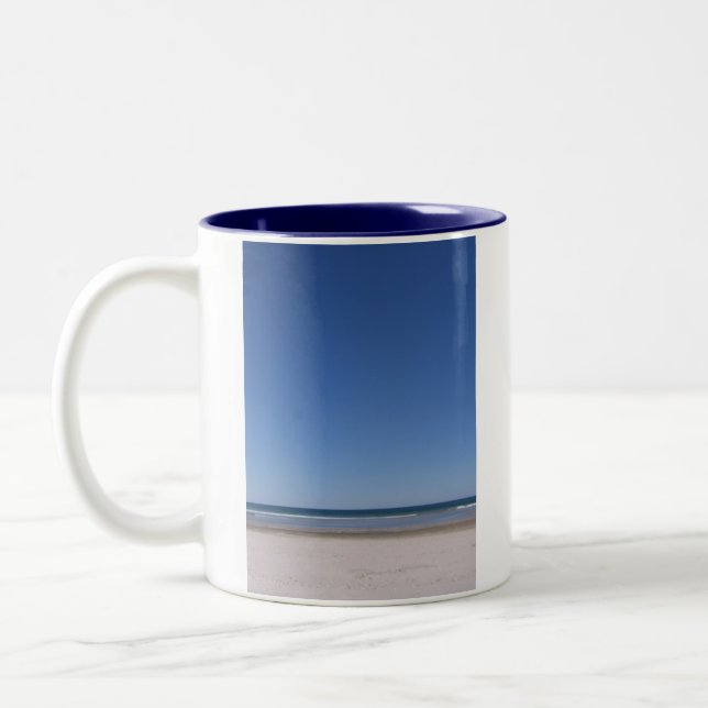 De Café Em Dois Tons Caneca do esquerdista da praia & do céu (Esquerda)