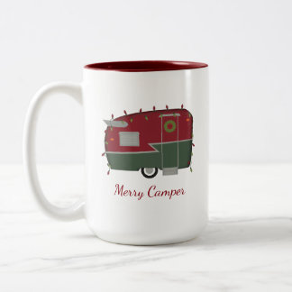 De Café Em Dois Tons Caneca do feriado do Natal do campista do vintage