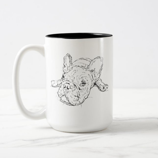 De Café Em Dois Tons Caneca do Fofinho Bulldog Francês, Presente para M (Esquerda)