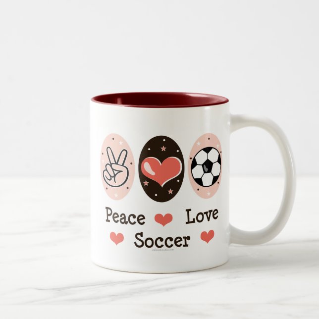 De Café Em Dois Tons Caneca do futebol do amor da paz (Direita)