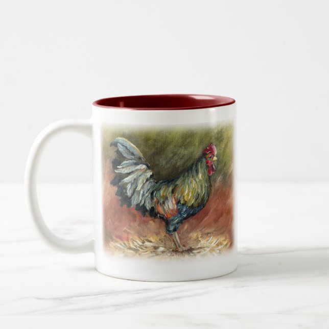 De Café Em Dois Tons Caneca do galo do óleo (Esquerda)