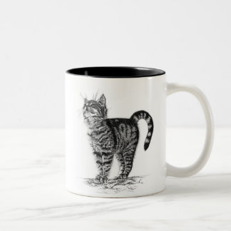 De Café Em Dois Tons Caneca do gatinho do gato malhado