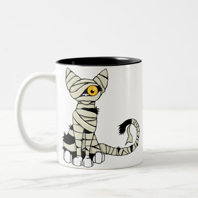 De Café Em Dois Tons Caneca do gato da mamã do Dia das Bruxas (Esquerda)