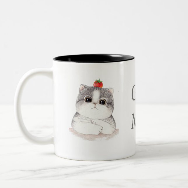 De Café Em Dois Tons Caneca do gato do bom dia (Esquerda)