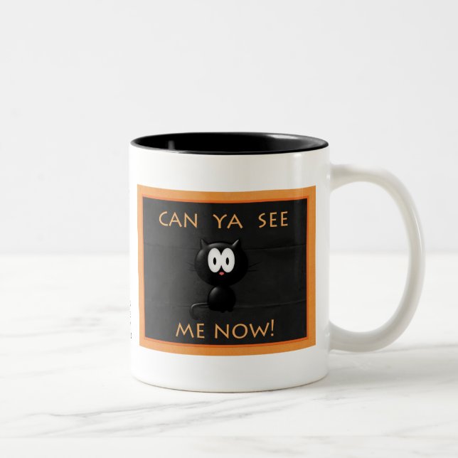 De Café Em Dois Tons Caneca do gato do Dia das Bruxas! (Direita)