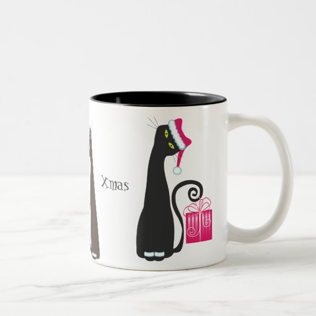 De Café Em Dois Tons Caneca do gato do papai noel (Direita)