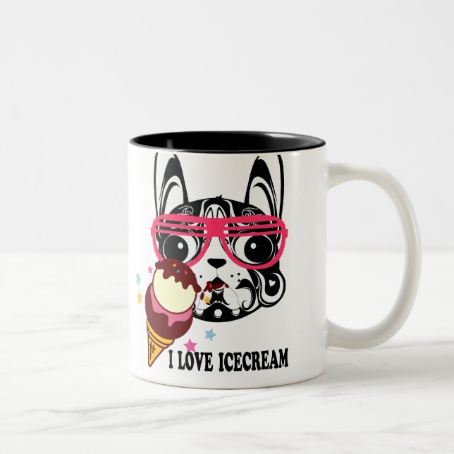 De Café Em Dois Tons caneca do gelado dos sunglass do cão do doggy (Direita)