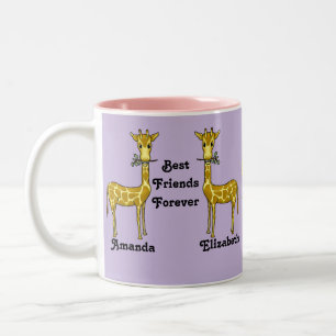 De Café Em Dois Tons Caneca do girafa dos melhores amigos