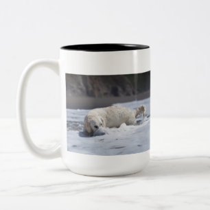 De Café Em Dois Tons Caneca do golden retriever