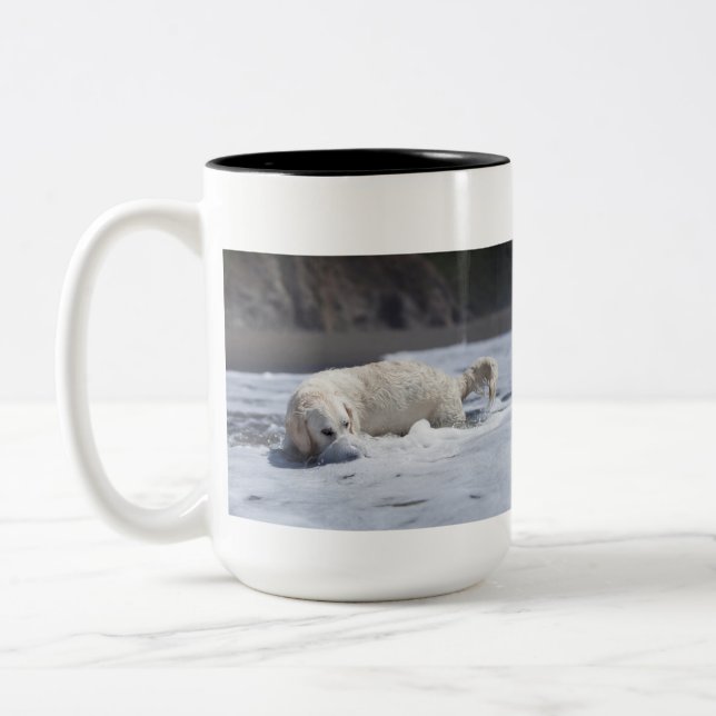 De Café Em Dois Tons Caneca do golden retriever (Esquerda)