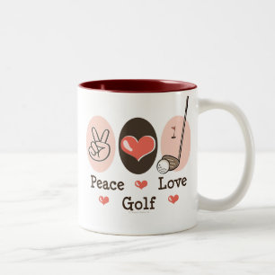 De Café Em Dois Tons Caneca do golfe do amor da paz