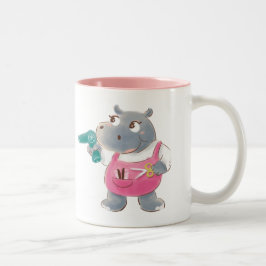 De Café Em Dois Tons Caneca do hipopótamo do cabeleireiro
