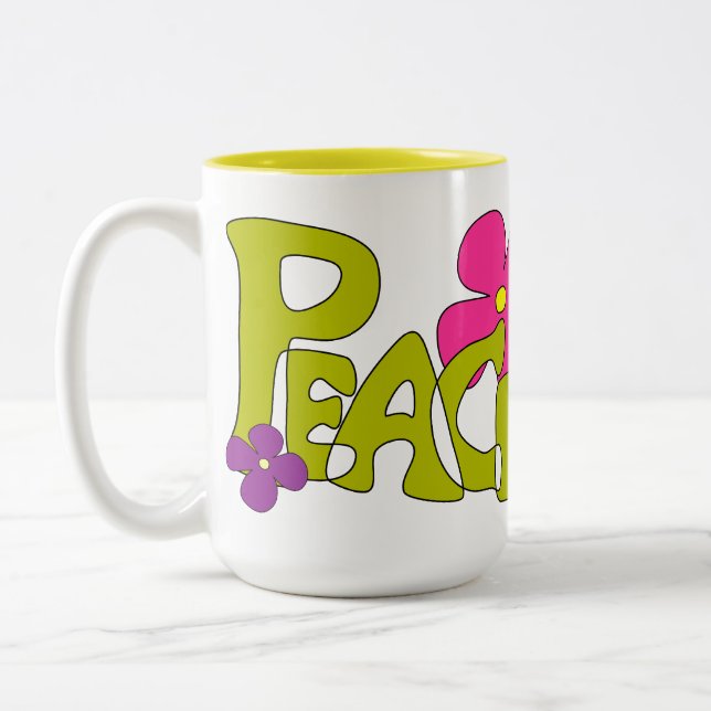 De Café Em Dois Tons Caneca do hippy da paz & do amor (Esquerda)