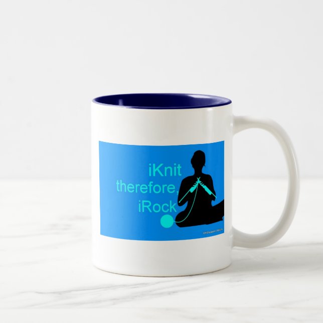 De Café Em Dois Tons caneca do iKnit (azul) (Direita)