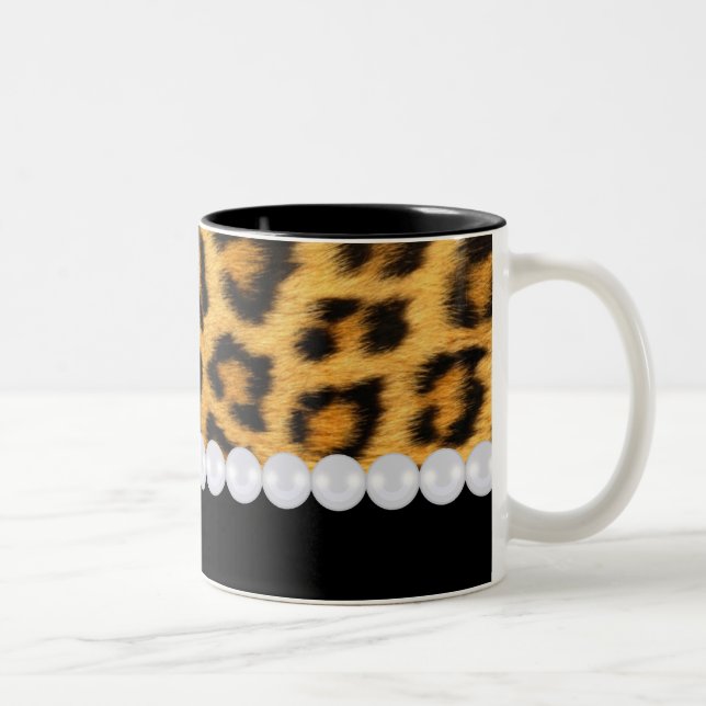 De Café Em Dois Tons Caneca do impressão do leopardo (Direita)