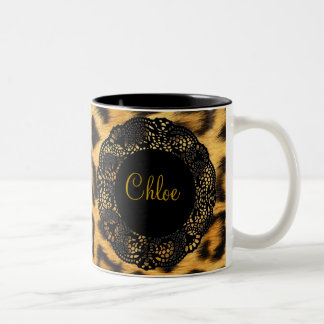 De Café Em Dois Tons Caneca do impressão do leopardo