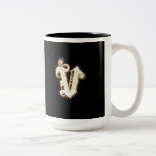 De Café Em Dois Tons Caneca do monograma da letra V