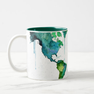 De Café Em Dois Tons Caneca do mundo da aguarela