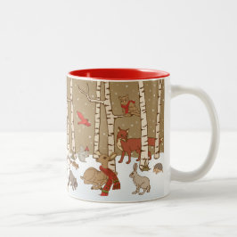 De Café Em Dois Tons Caneca do Natal da floresta