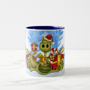 De Café Em Dois Tons Caneca do Natal - dragão bonito do Natal