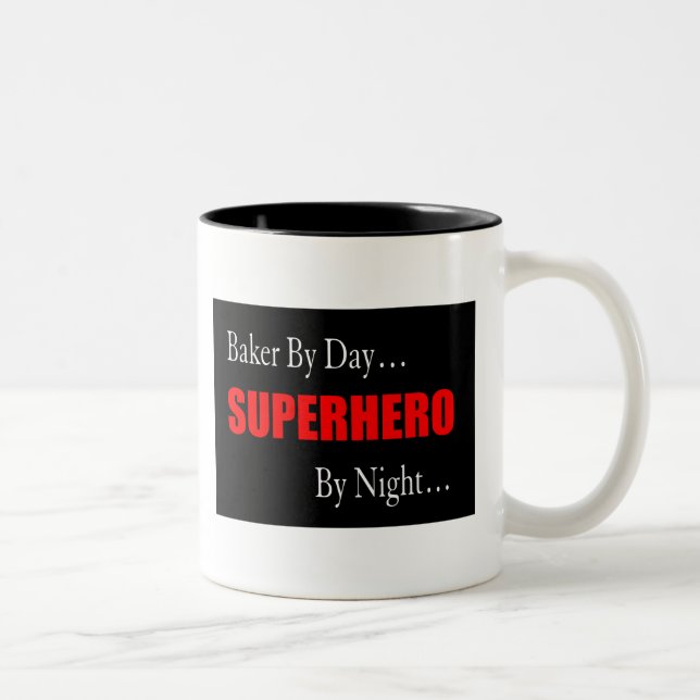 De Café Em Dois Tons Caneca do padeiro do super-herói (Direita)