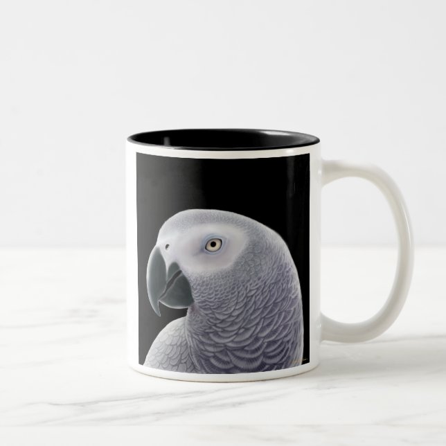 De Café Em Dois Tons Caneca do papagaio do cinza africano (Direita)