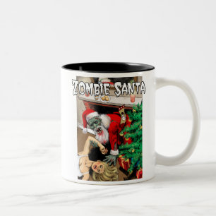 De Café Em Dois Tons Caneca do papai noel do zombi